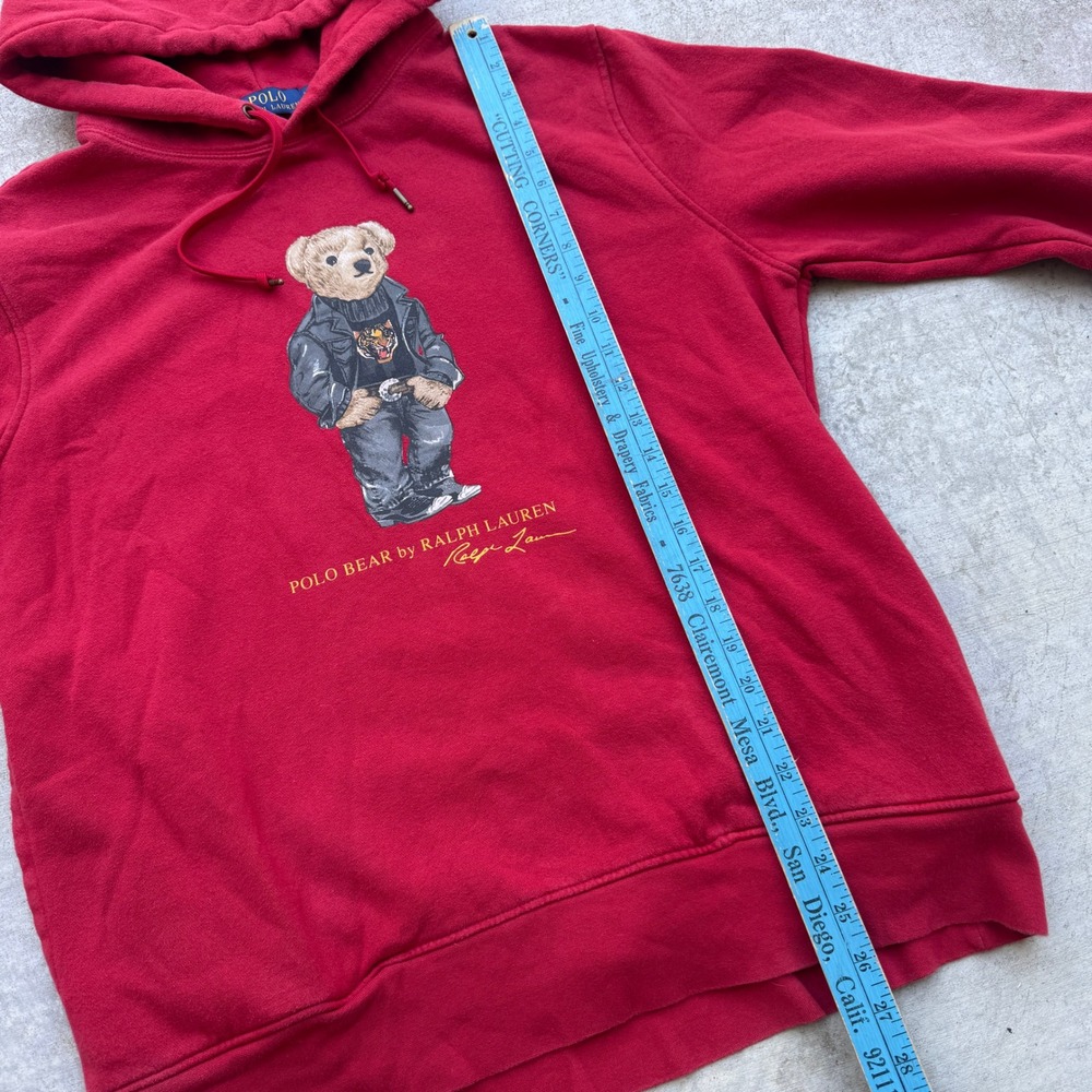 POLO RALPH LAUREN Lunar New Year Tiger Polo Bear Fleece Hoodie Sweater Red Large - Picture 7 of 8